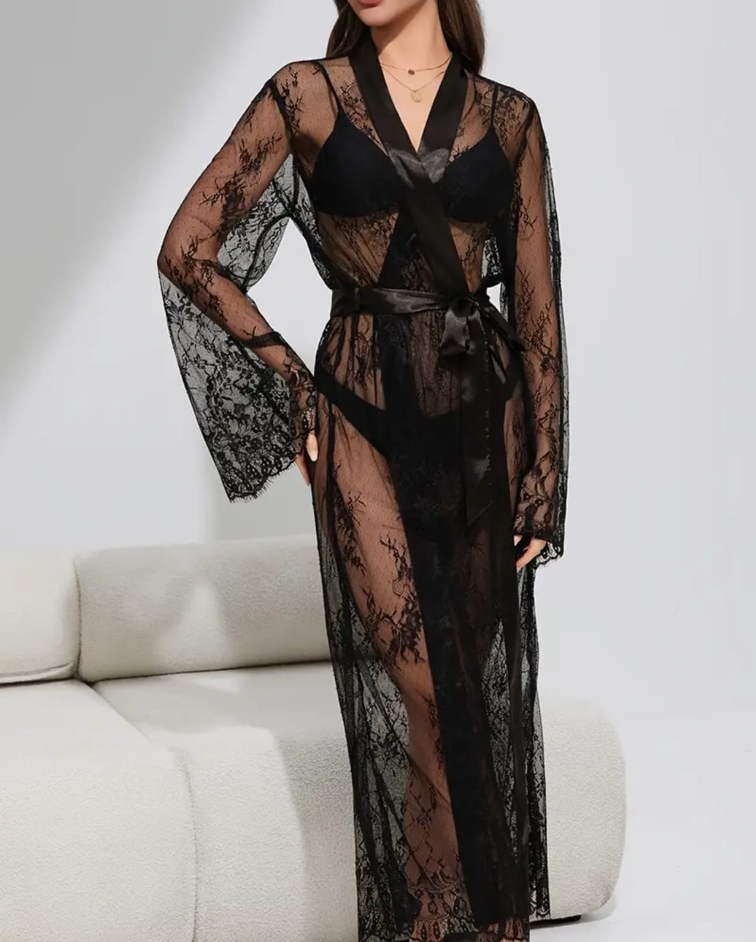 Midnight Veil Dantel Sabahlık