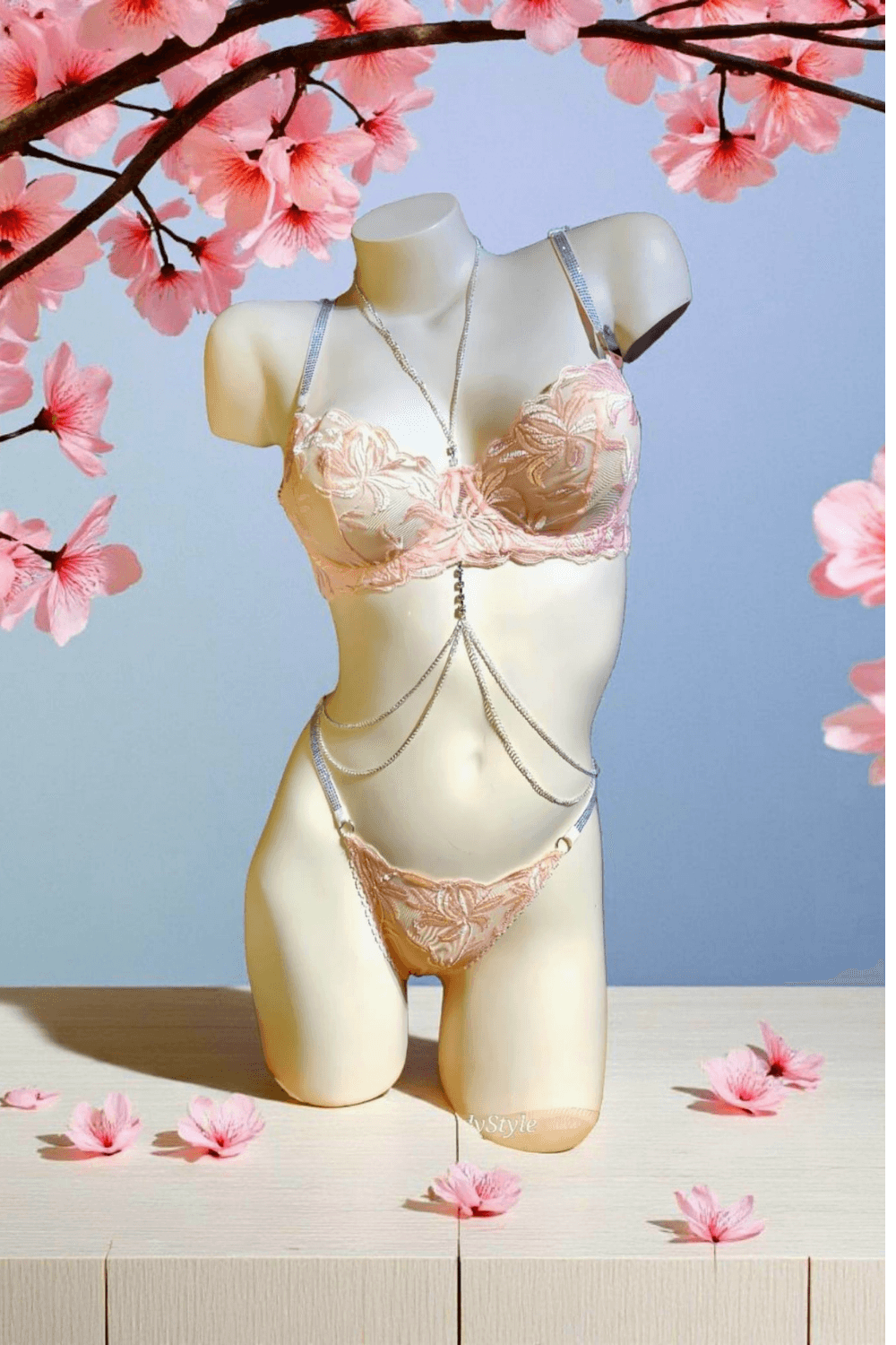 LaceAllure Bodeli Braset-Romantik Zarafet - Pudra Pembesi