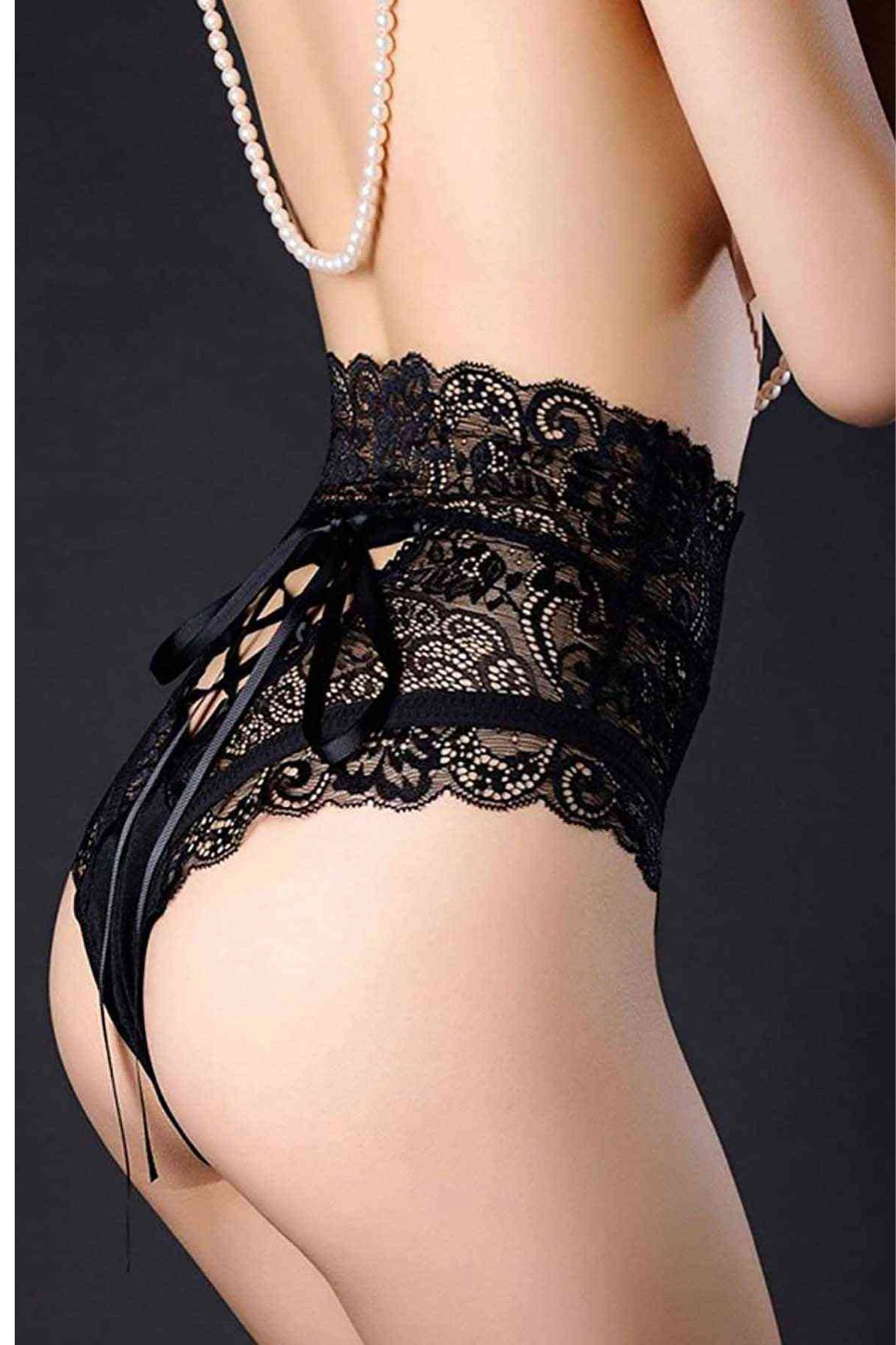 Merry Yüksek Bel Kırmızı Dantel Külot 