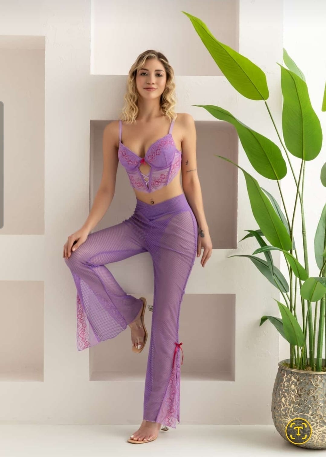 Violet  Bustiyer ve Pantolon Takım Lila  C Cup  (GLP-32106)