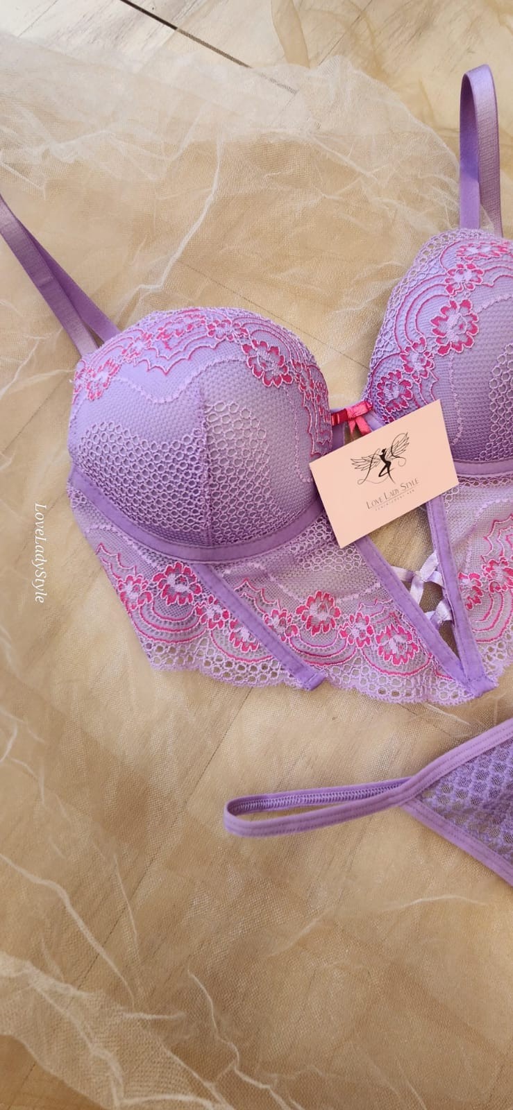 Violet  Bustiyer ve Pantolon Takım Lila  C Cup  (GLP-32106)