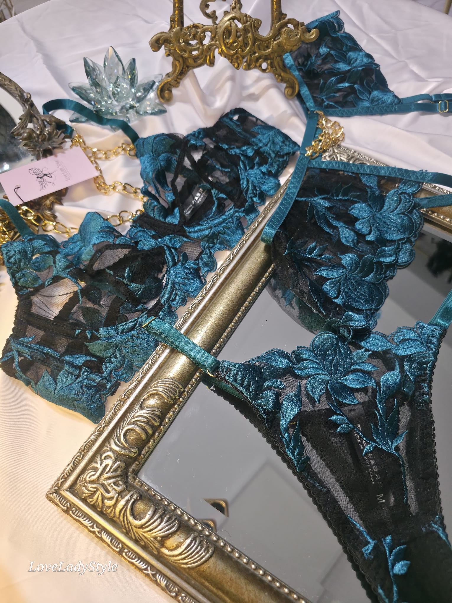 Emerald Charm Dantel Jartiyer Takımı- LOVEZY1001
