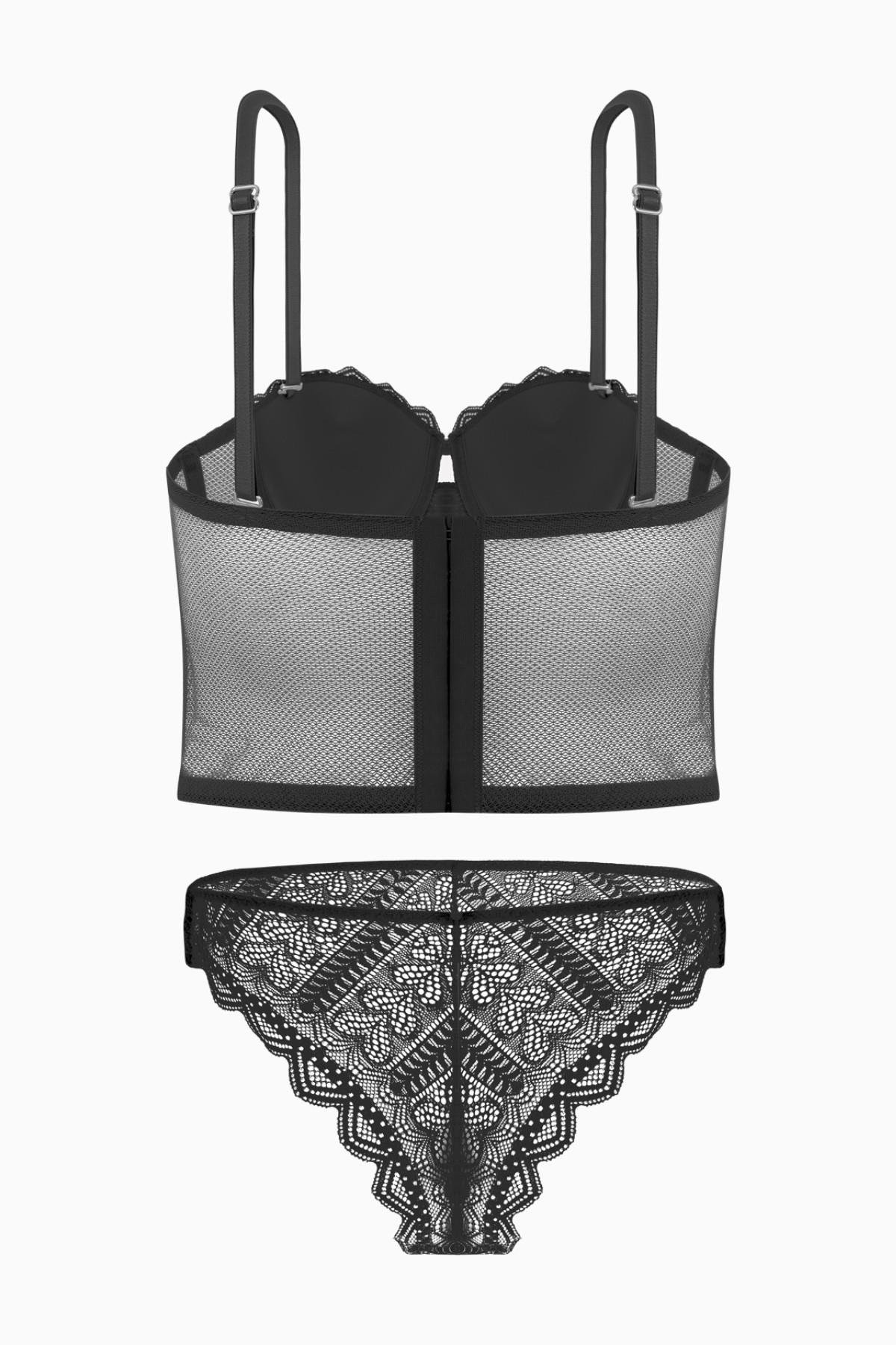 Elegance Dantelli Büstiyer Takım - Soft Push Up, Dolgulu- (WN-2501)