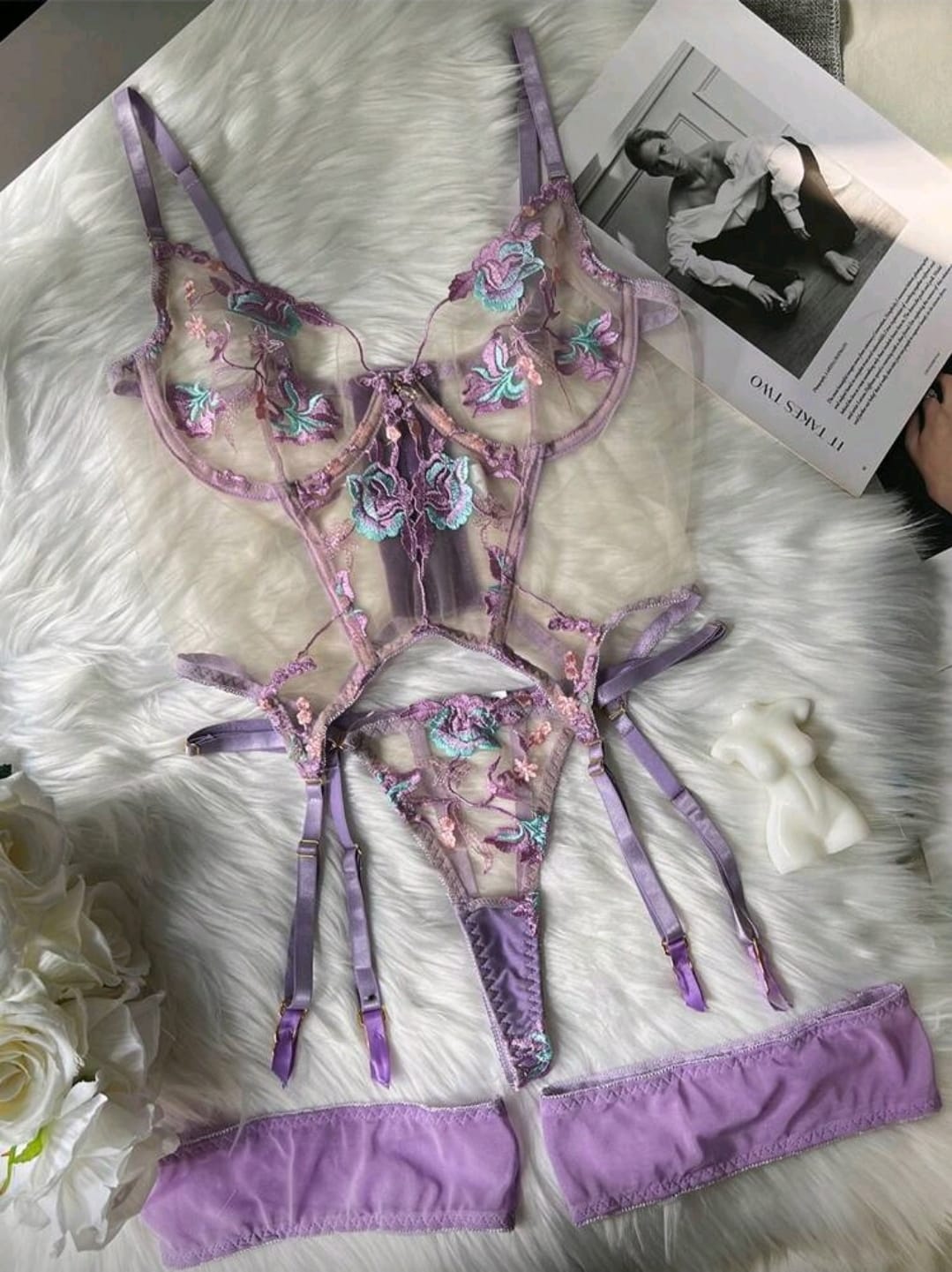 Lavender Bloom Tül Büstiyer Seti