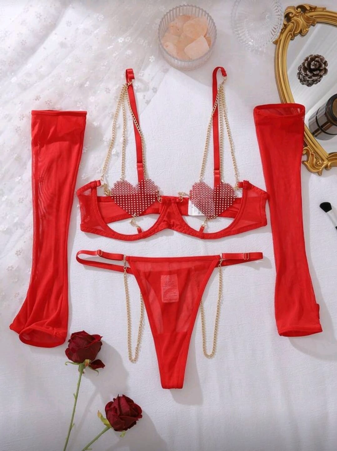 Crystal Heart Chain Set – Zincirli Kalp Set