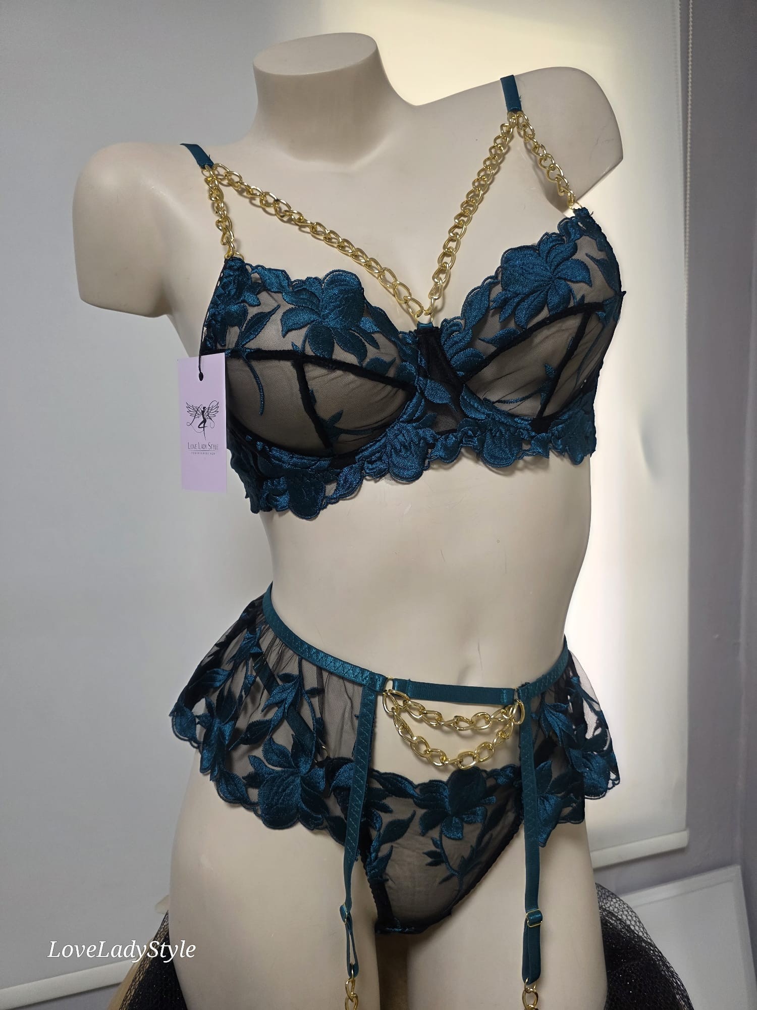 Emerald Charm Dantel Jartiyer Takımı- LOVEZY1001