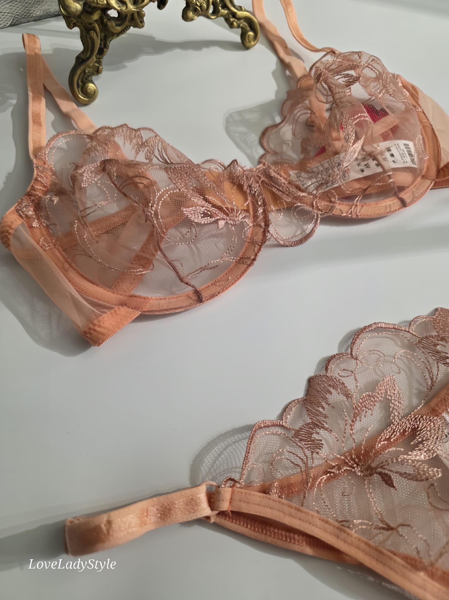 Elysia Şeftali Dantel Bralet & Külot Takımı