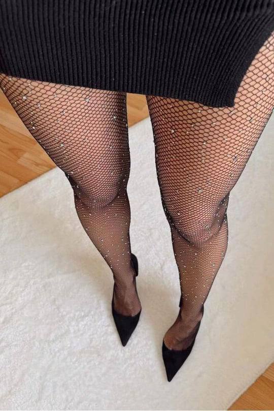 DIOMAND Taşlı File Külotlu Çorap