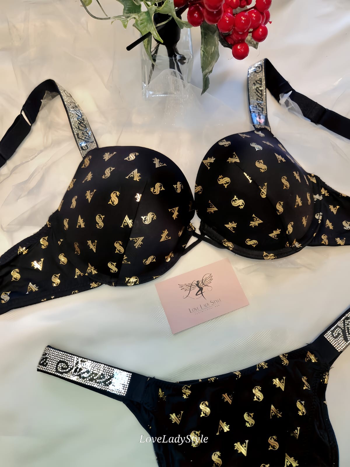 Luxury Shine - Taş Detaylı Destekli Sütyen Takımı - LOVE3713