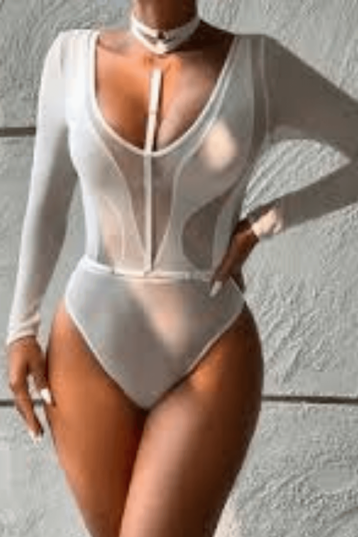 Sensual Charm Örgü Teddy Bodysuit   - Beyaz