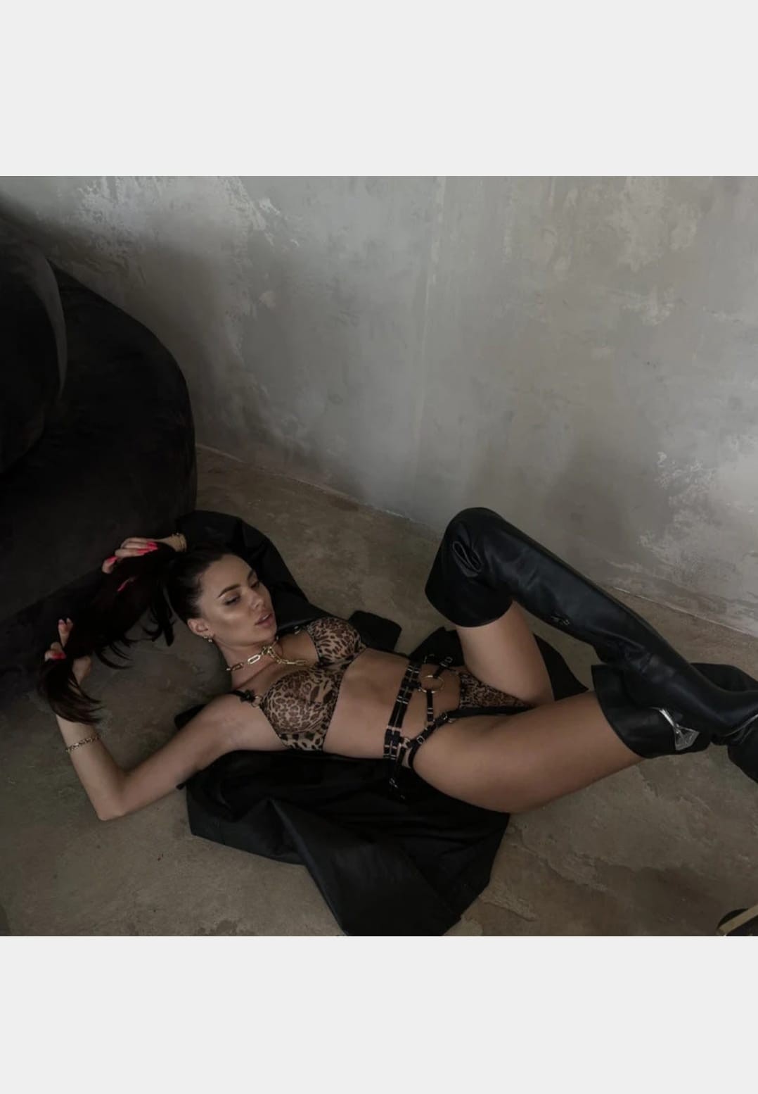 Vesna Leopar Desenli Erotik Lingerie Takımı - Vücut Harness Detaylı Seksi İç Giyim-  LOVE-DA1001