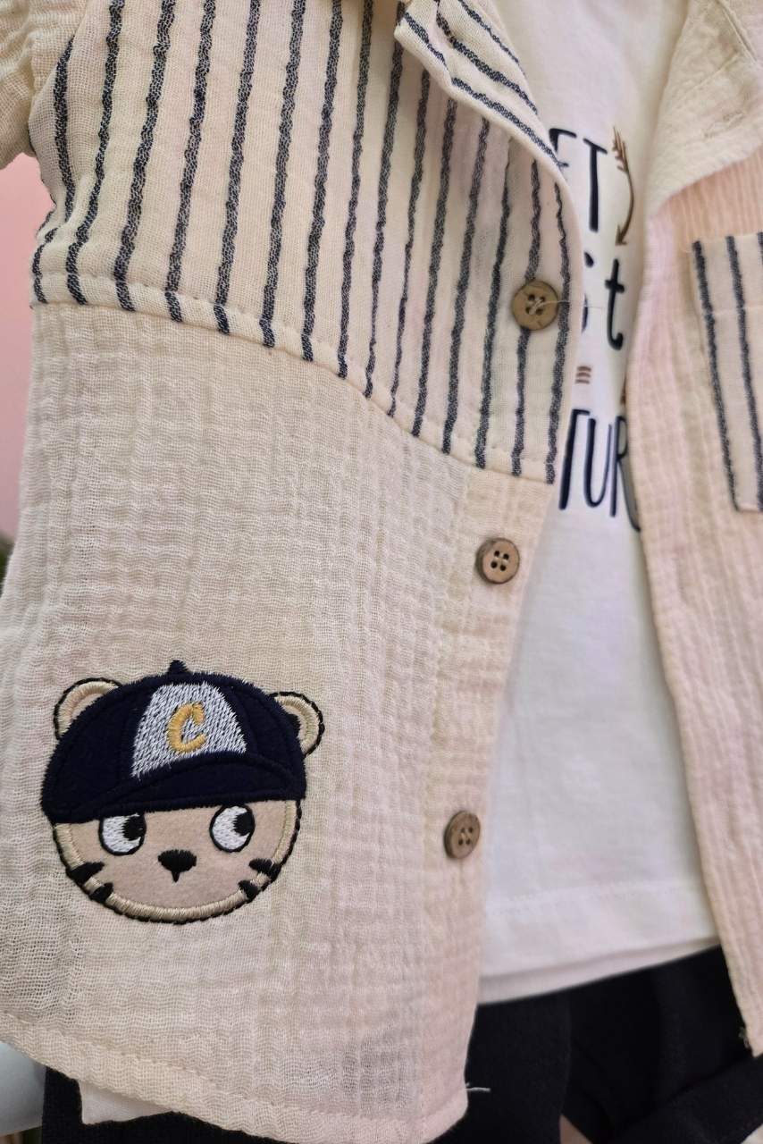 Kedi Motifli Üçlü Takım