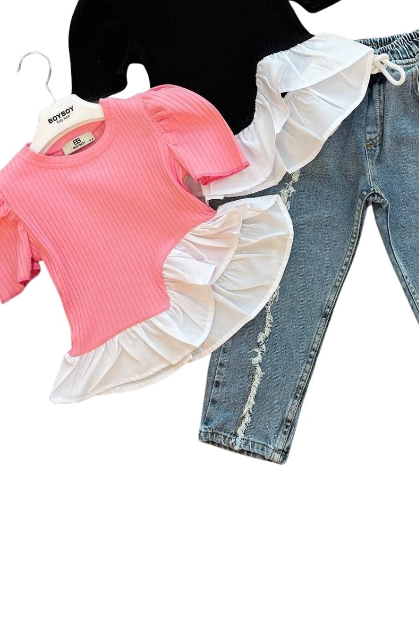 Pembe Tişört Kot Pantolon Takım