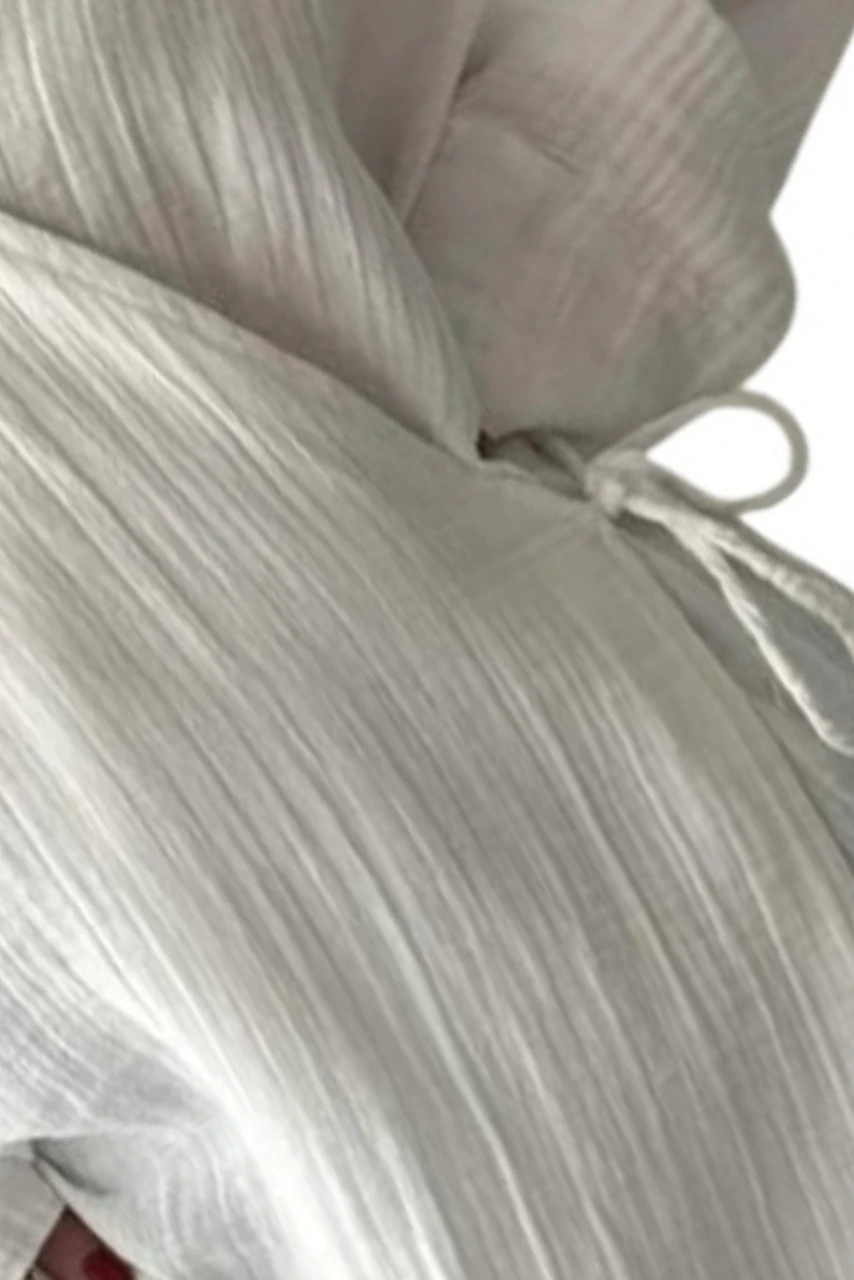 Yandan Bağlamalı İnce Hırka Beyaz