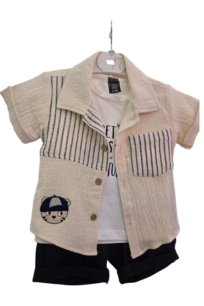 Kedi Motifli Üçlü Takım