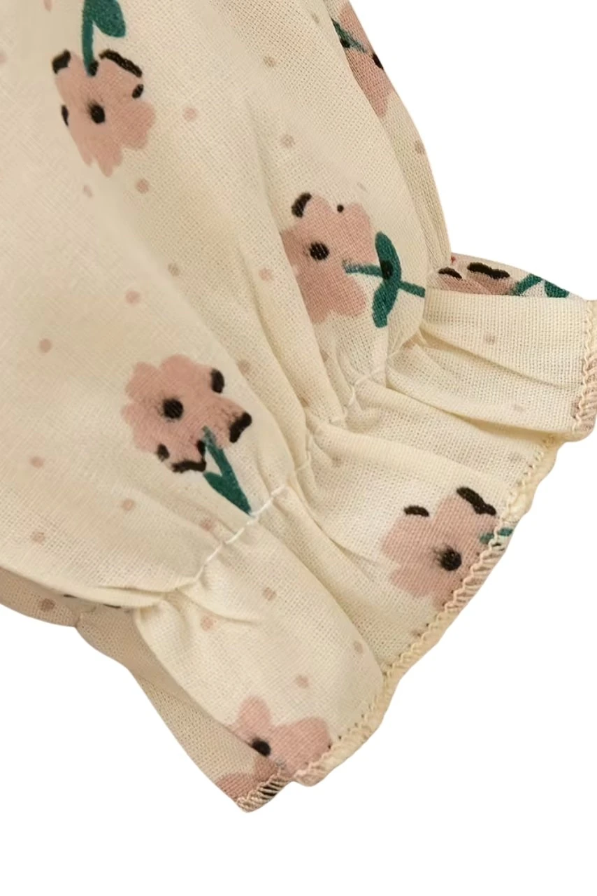 Küçük Çiçek Desenli Prenses Tarzı Elbise