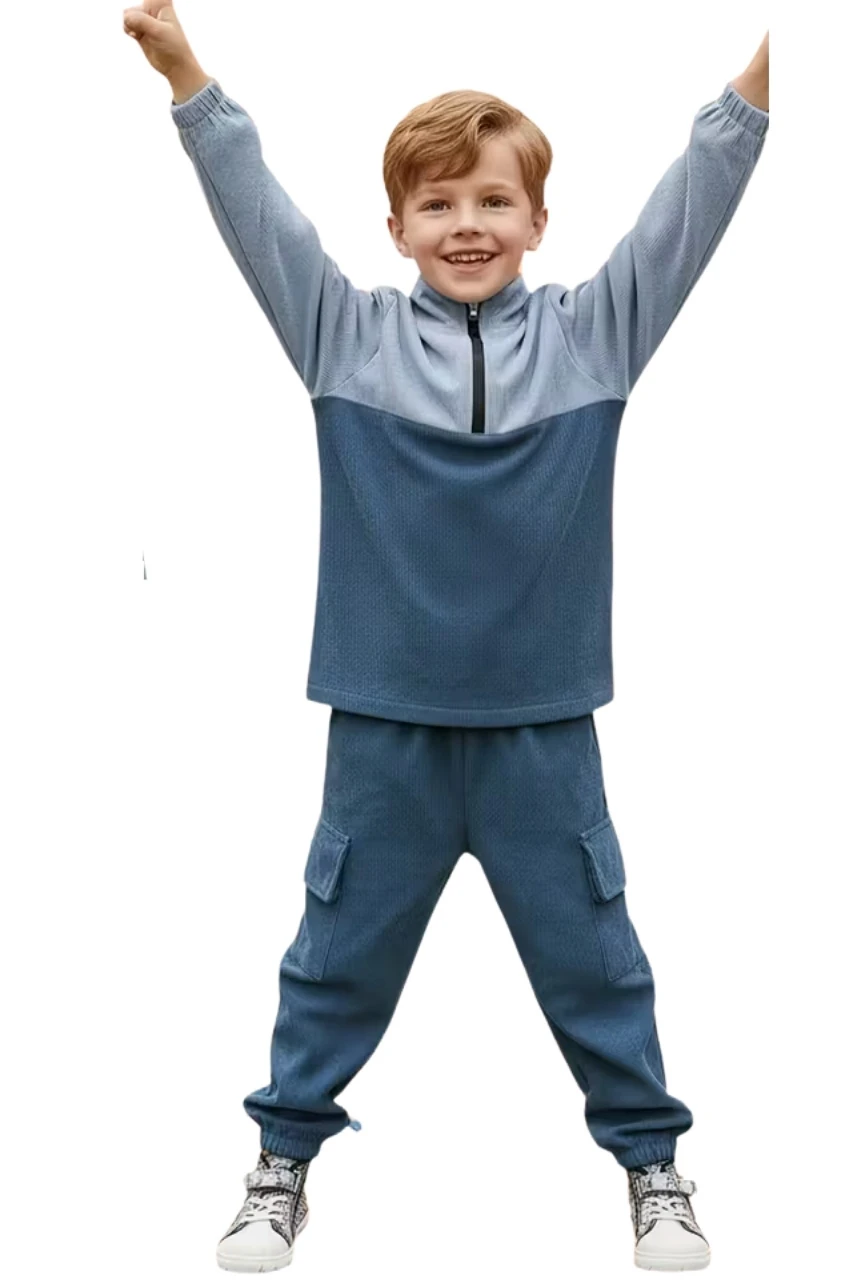 Kadife Uzun Kollu Sweatshirt ve Pantolon İkili Takım