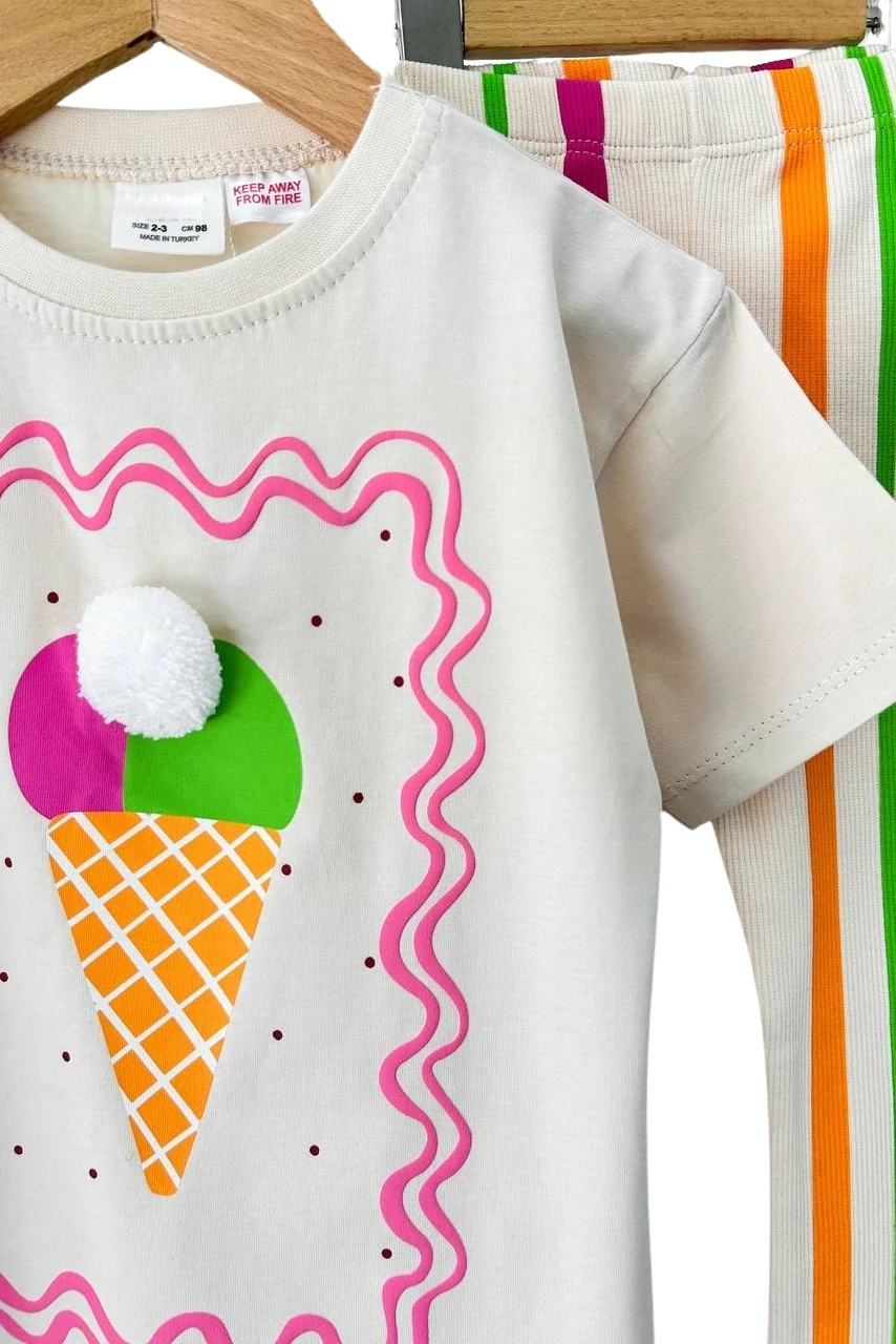 Dondurma Desenli Taytlı İkili Takım
