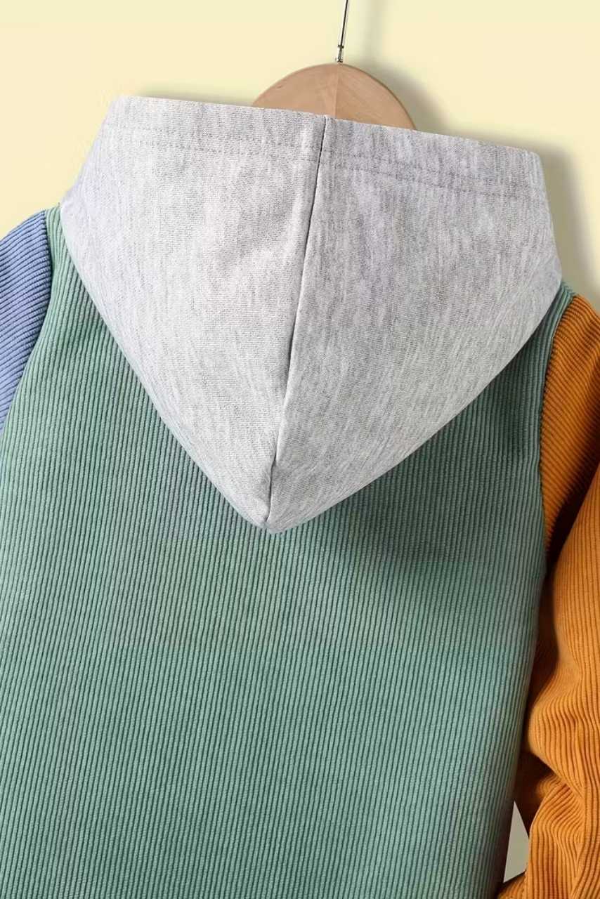  Kadife Kapüşonlu Ceket Renkli