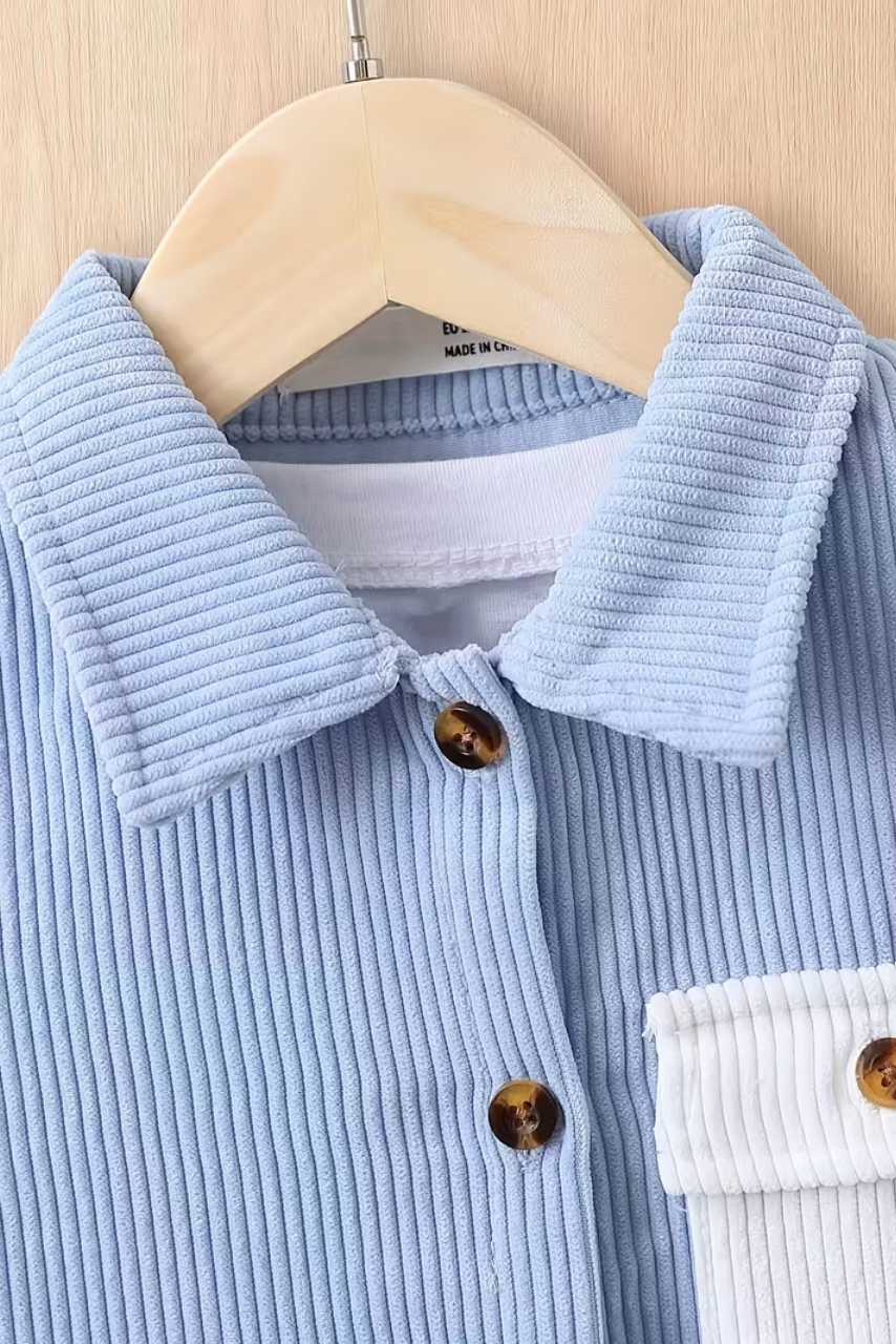  Kadife Kapüşonlu Ceket Mavi Gradyan