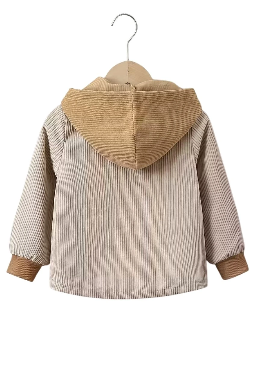  Kadife Kapüşonlu Ceket Bej & Kahverengi