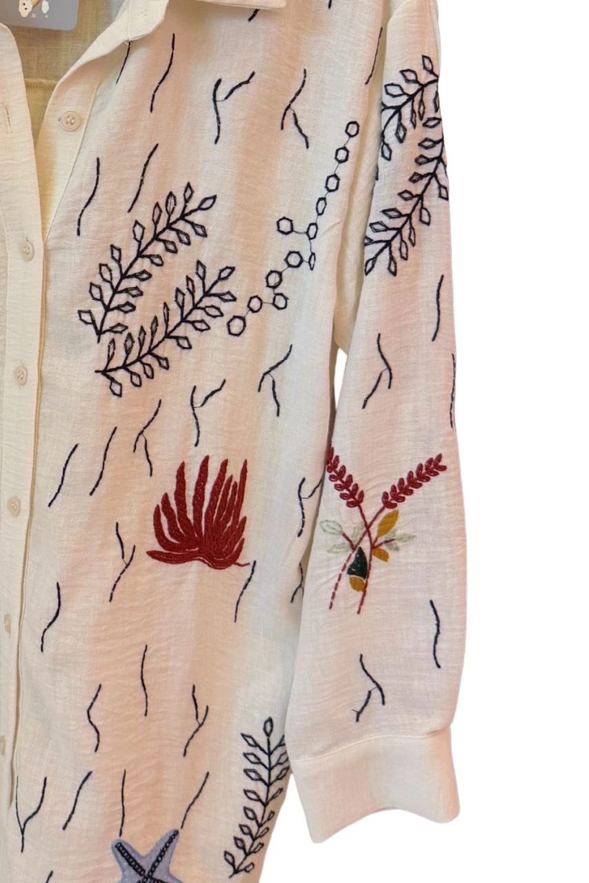 Okyanus Temalı İşlemeli Gömlek