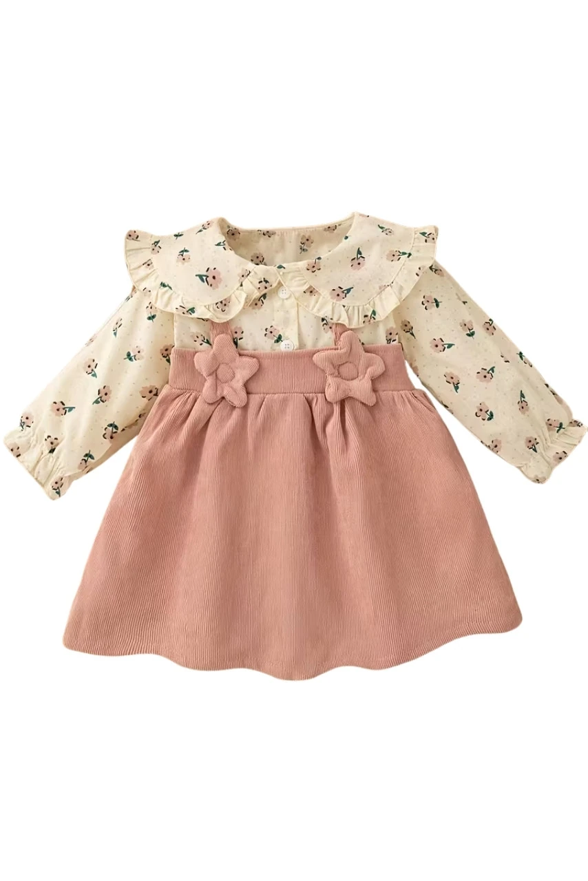 Küçük Çiçek Desenli Prenses Tarzı Elbise