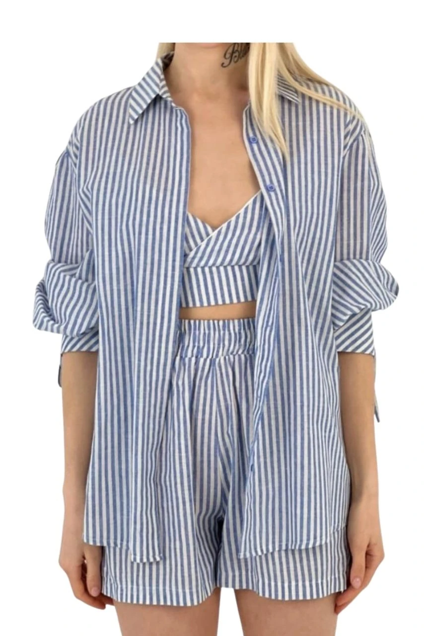 Çizgili Desen Üçlü Takım