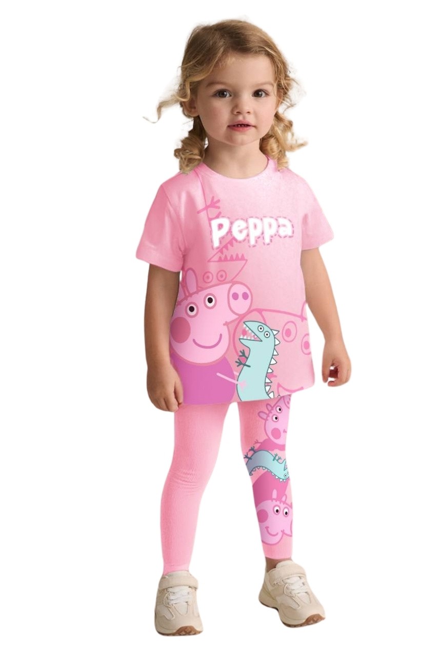 Peppa Çift Taraflı Tayt Tişört İkili Takım