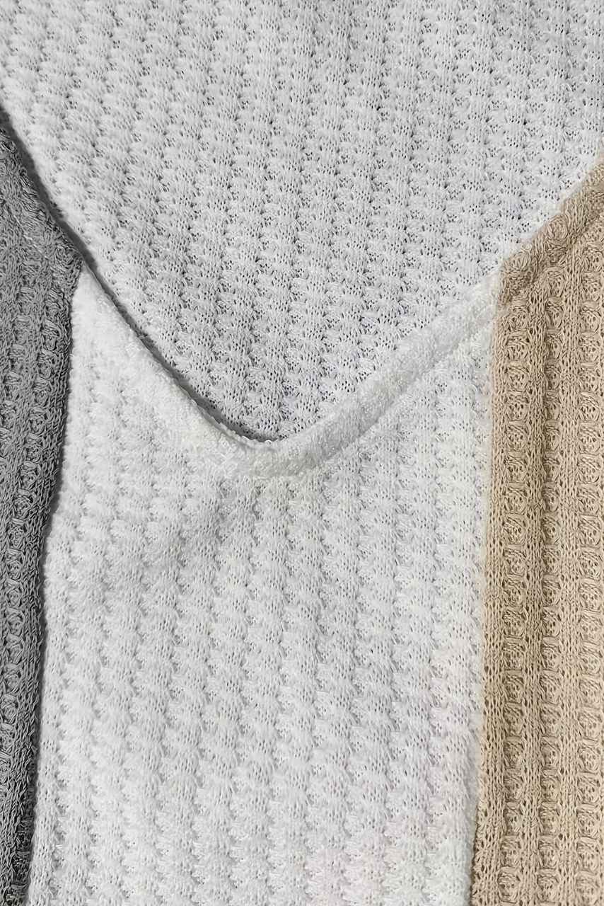 Örgü Patchwork Günlük V-Yaka Kolsuz Üst