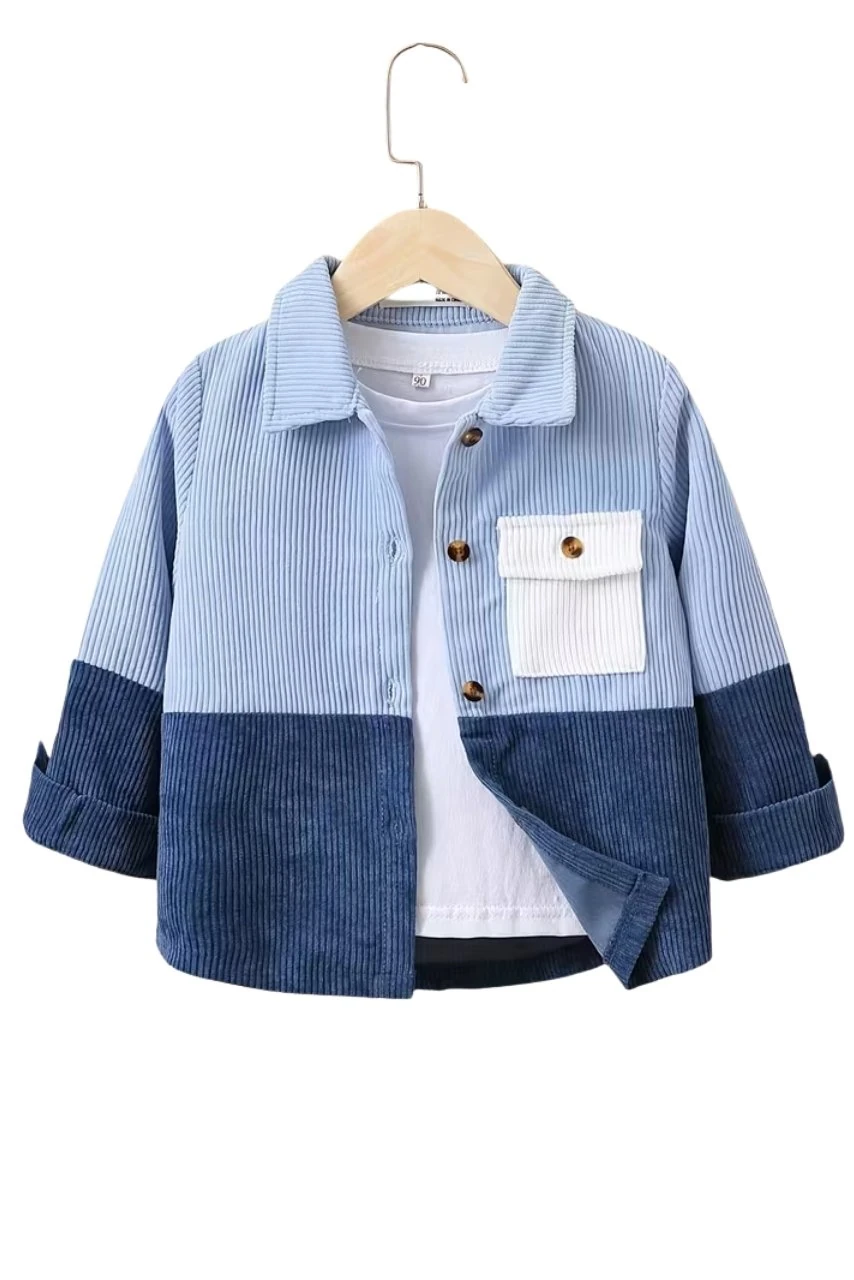  Kadife Kapüşonlu Ceket Mavi Gradyan