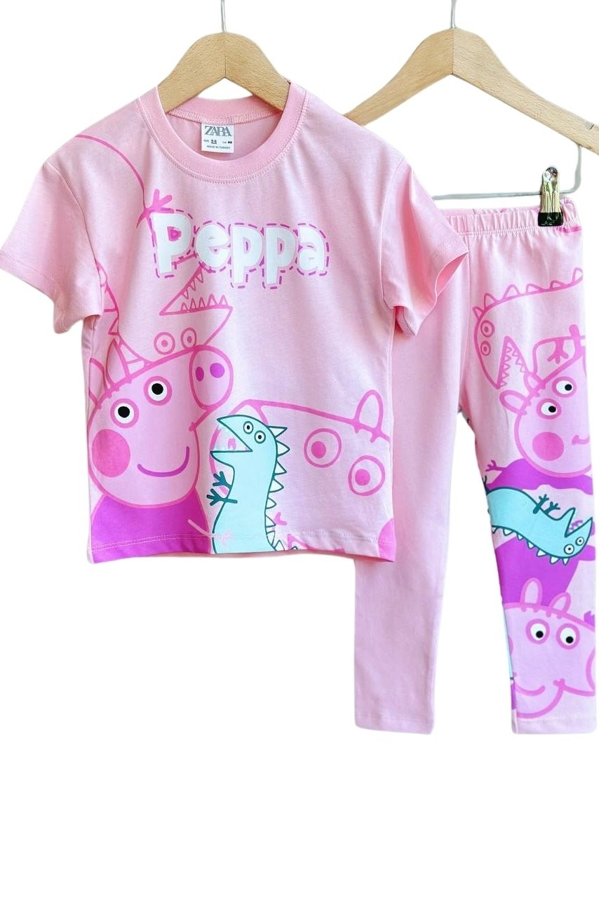 Peppa Çift Taraflı Tayt Tişört İkili Takım