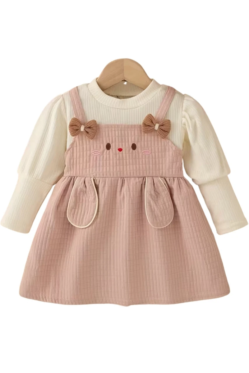 Tatlı ve Sevimli Uzun Kollu Tavşan Elbise