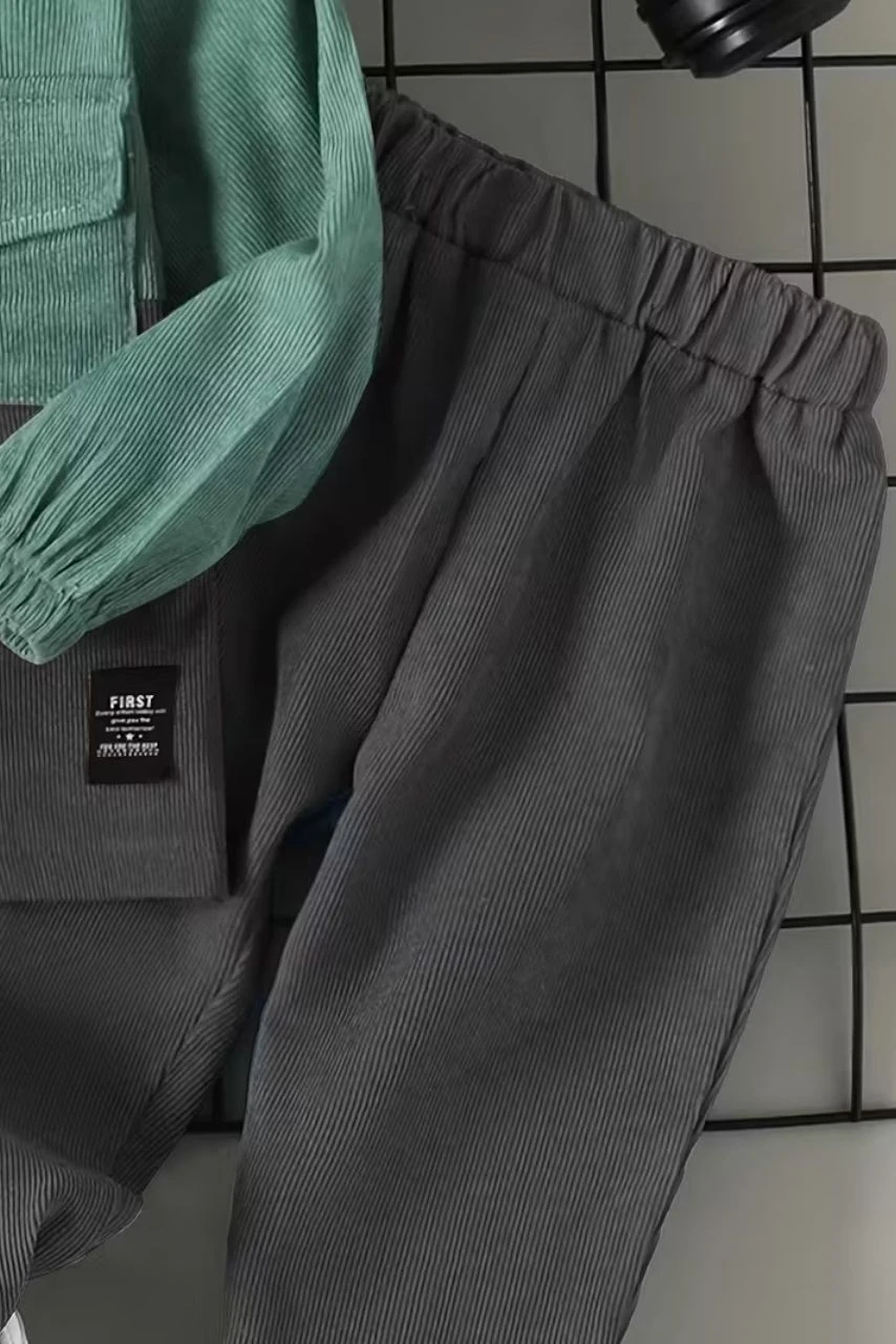 Kadife Kapşonlu Uzun Kollu Sweatshirt vePantolon İkili Takım