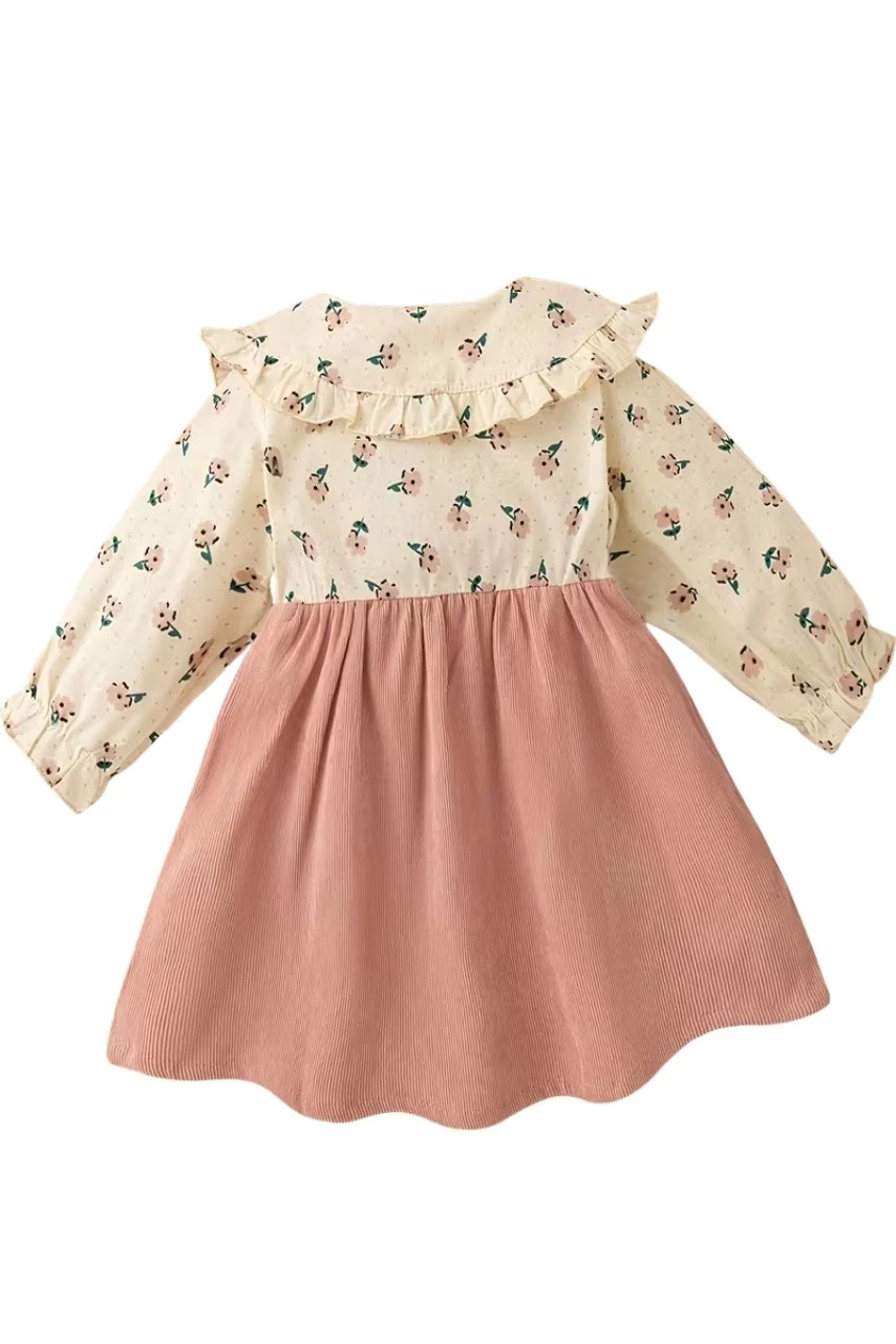 Küçük Çiçek Desenli Prenses Tarzı Elbise