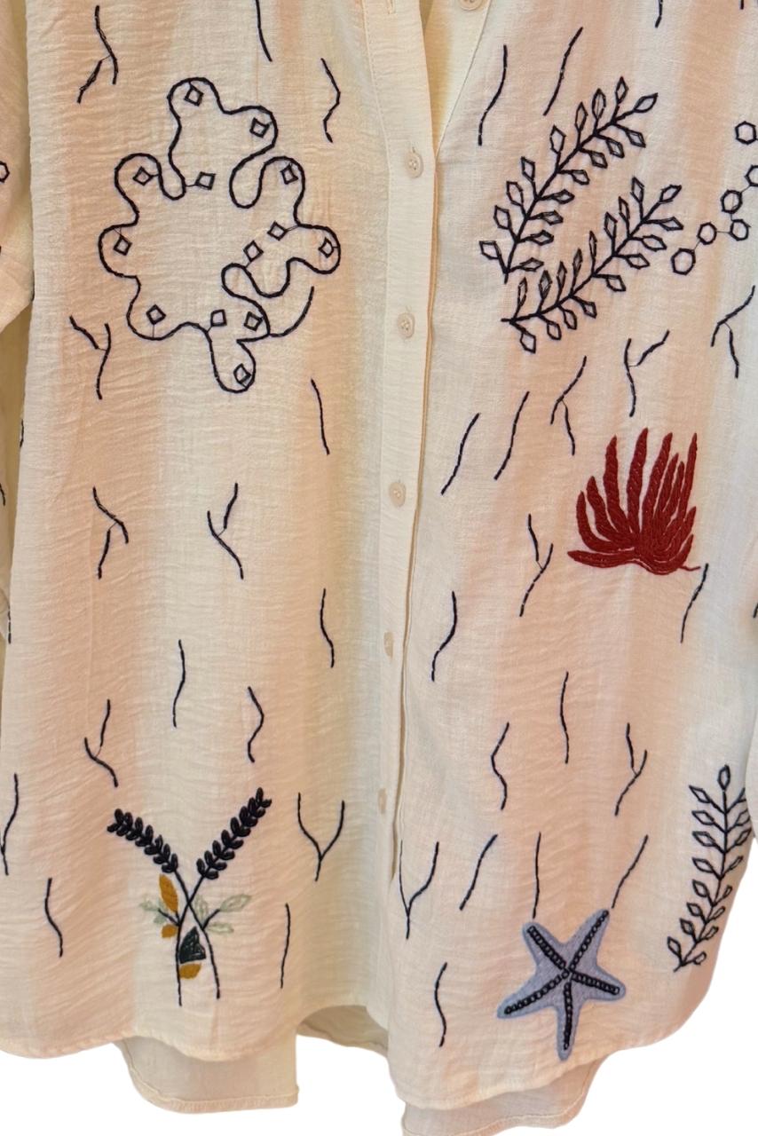 Okyanus Temalı İşlemeli Gömlek