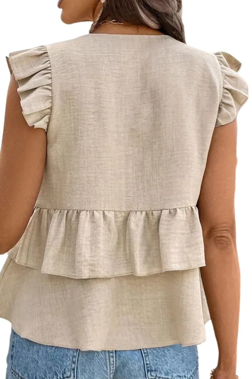 Volanlı Düğmeli Bluz