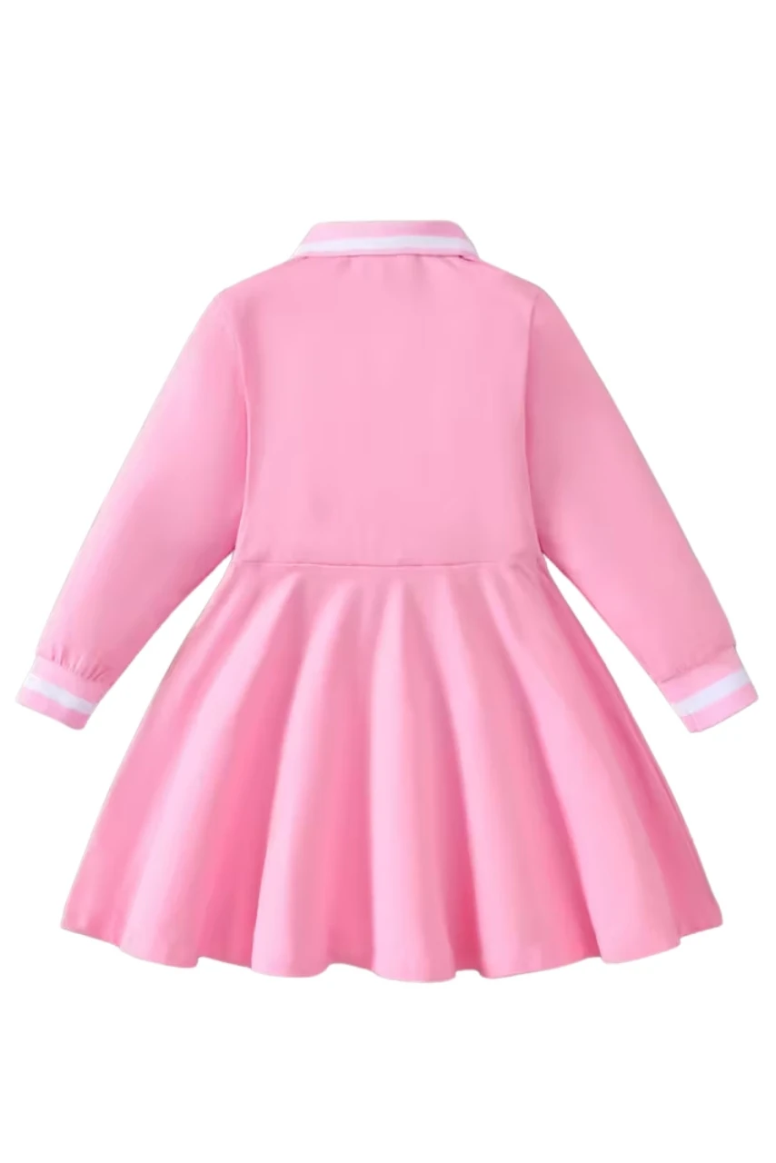 Pembe Kalp Baskılı Elbise