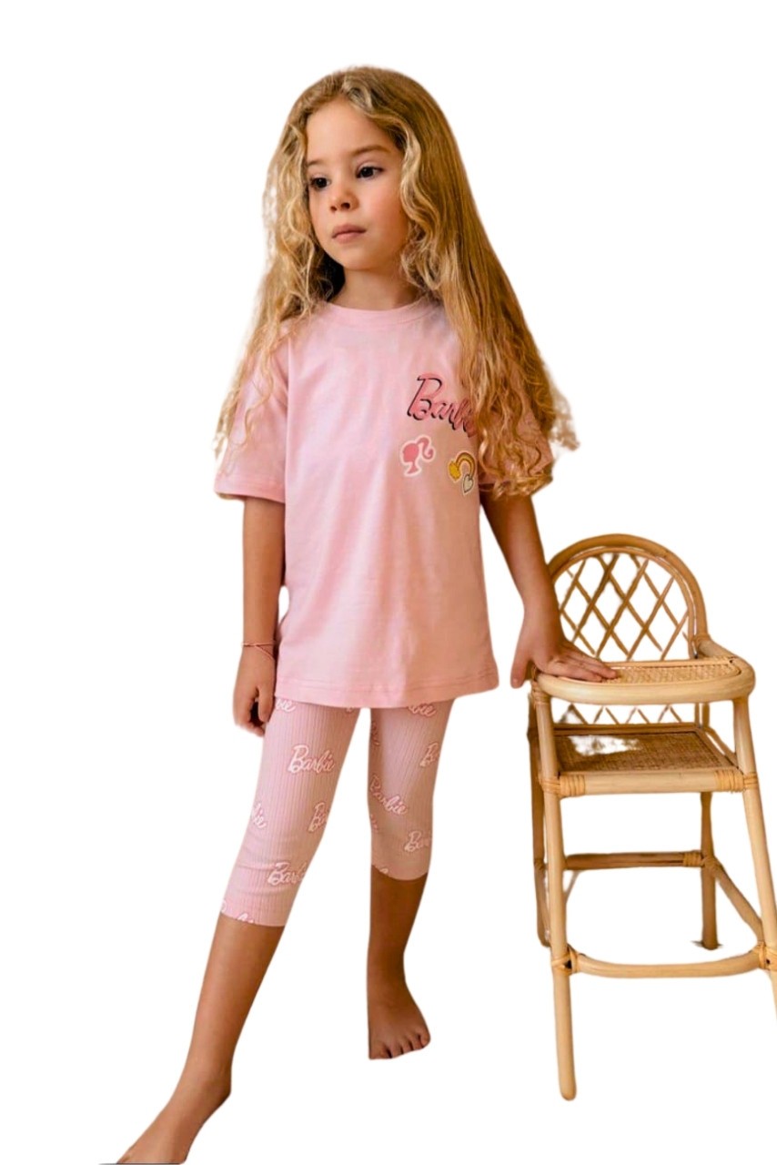 Barbie Çift Taraftlı Tayt Tişört Takım