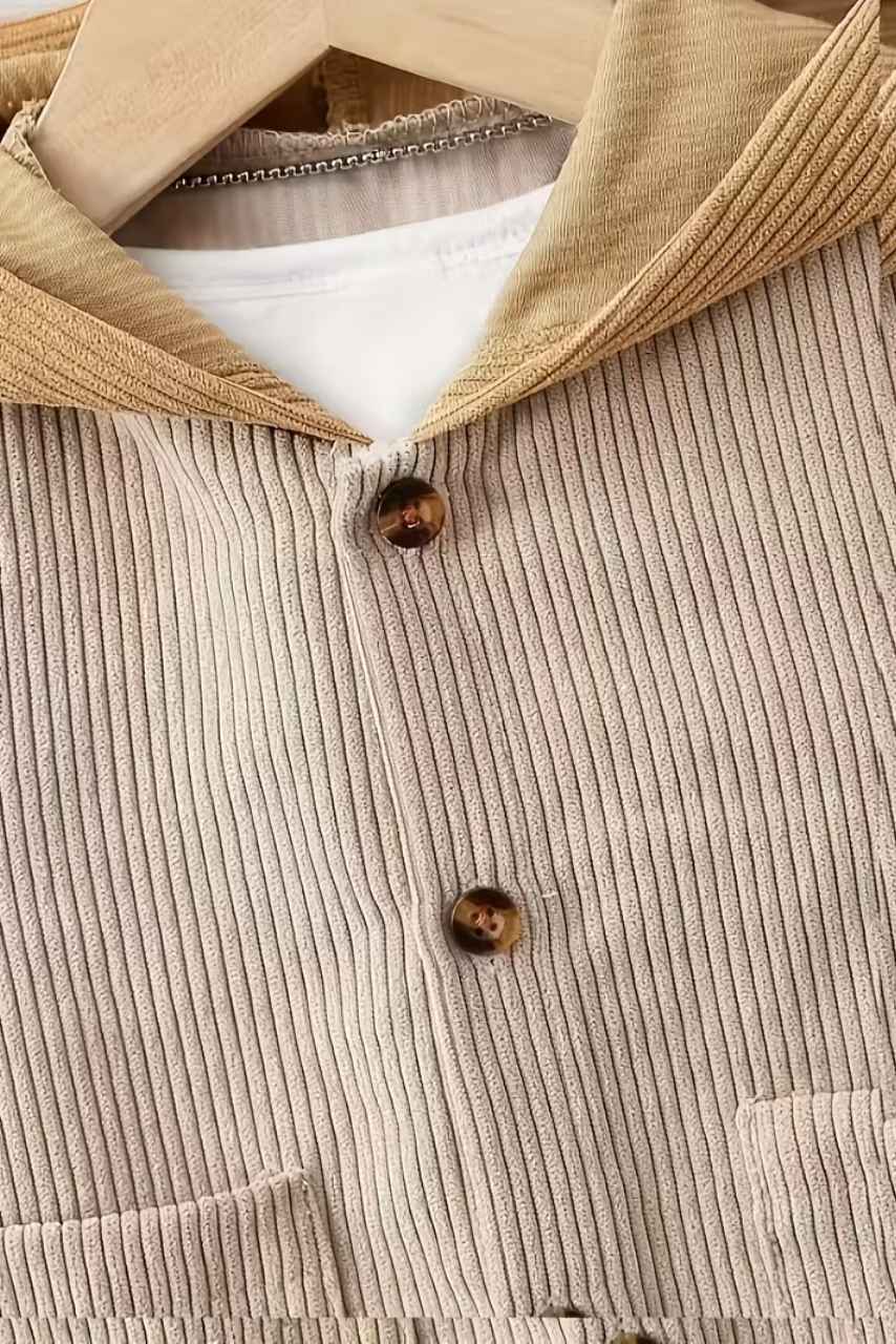  Kadife Kapüşonlu Ceket Bej & Kahverengi