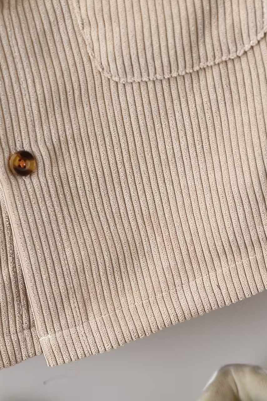  Kadife Kapüşonlu Ceket Bej & Kahverengi