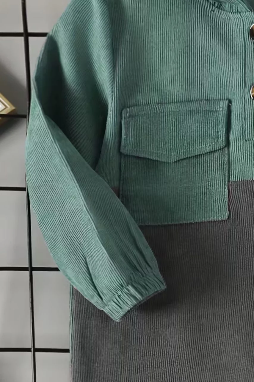 Kadife Kapşonlu Uzun Kollu Sweatshirt vePantolon İkili Takım