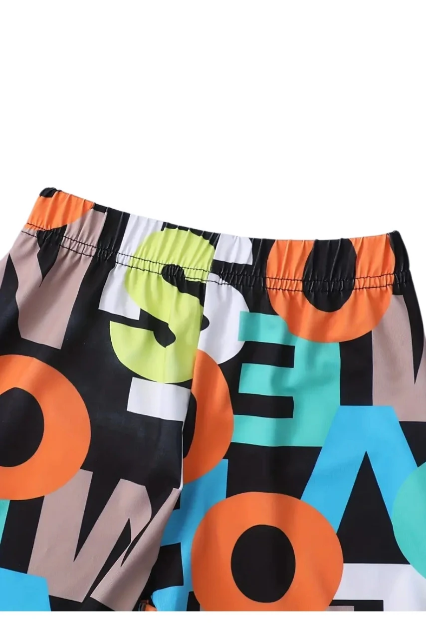 Desenli Şort Tişört Takım