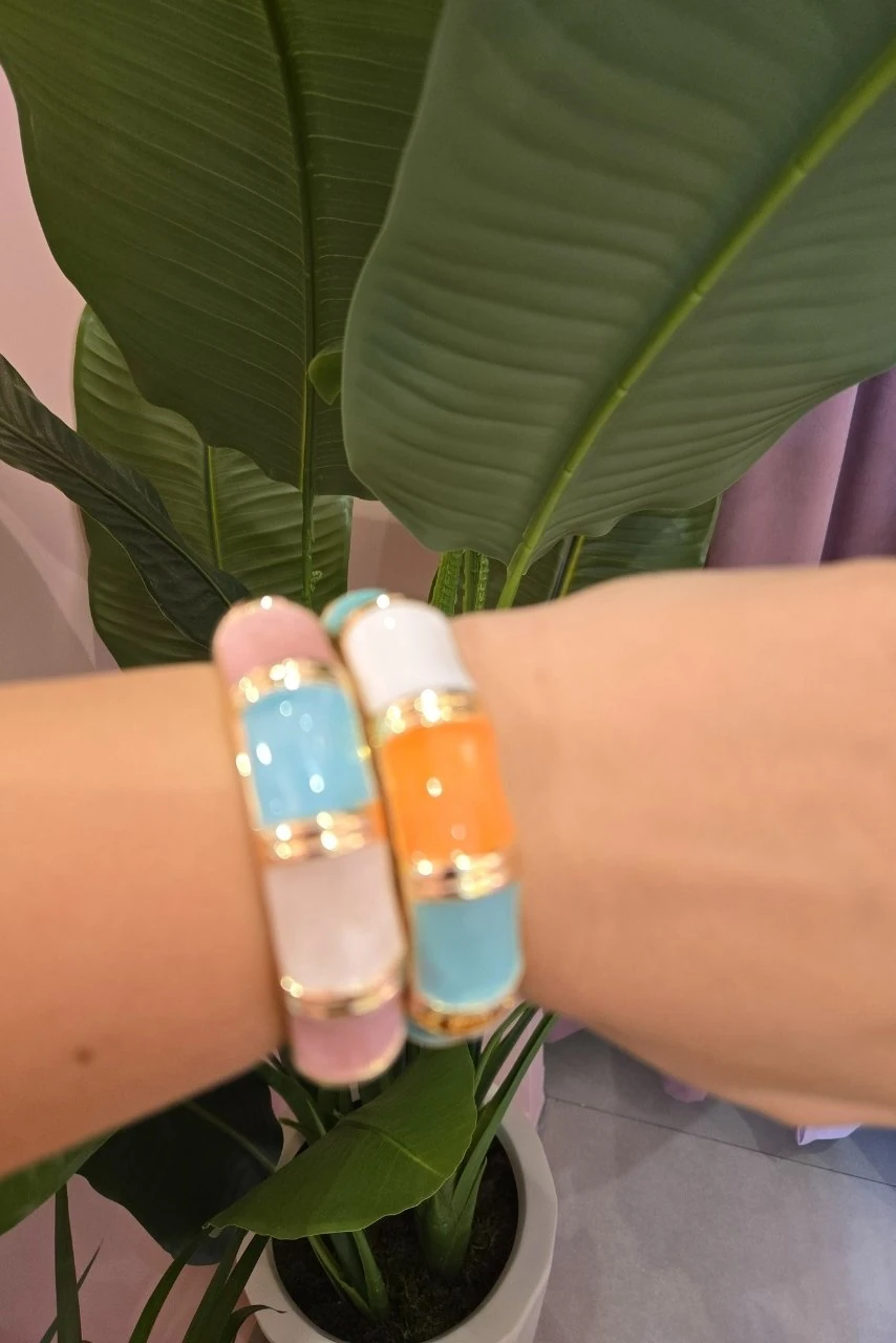 Oval Taşlı Metal Bileklik