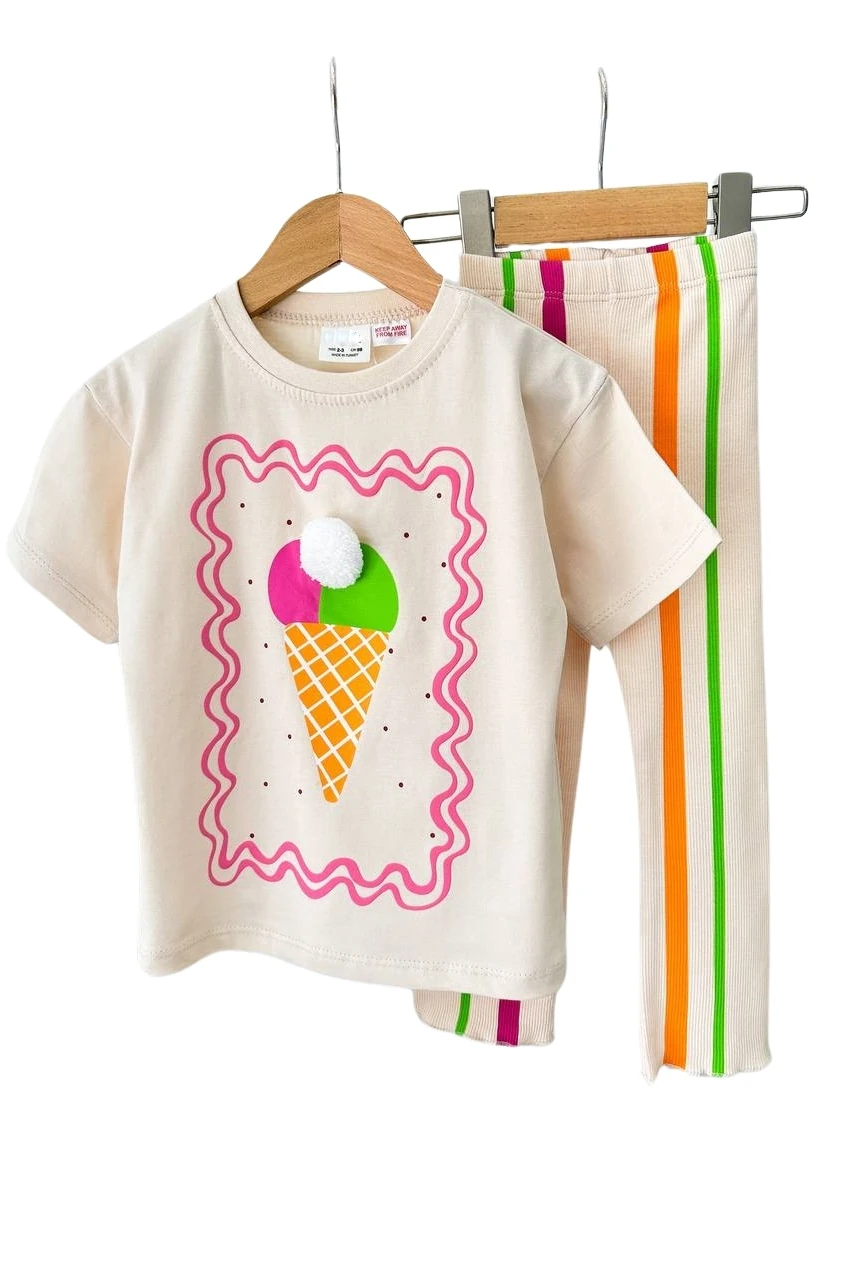 Dondurma Desenli Taytlı İkili Takım