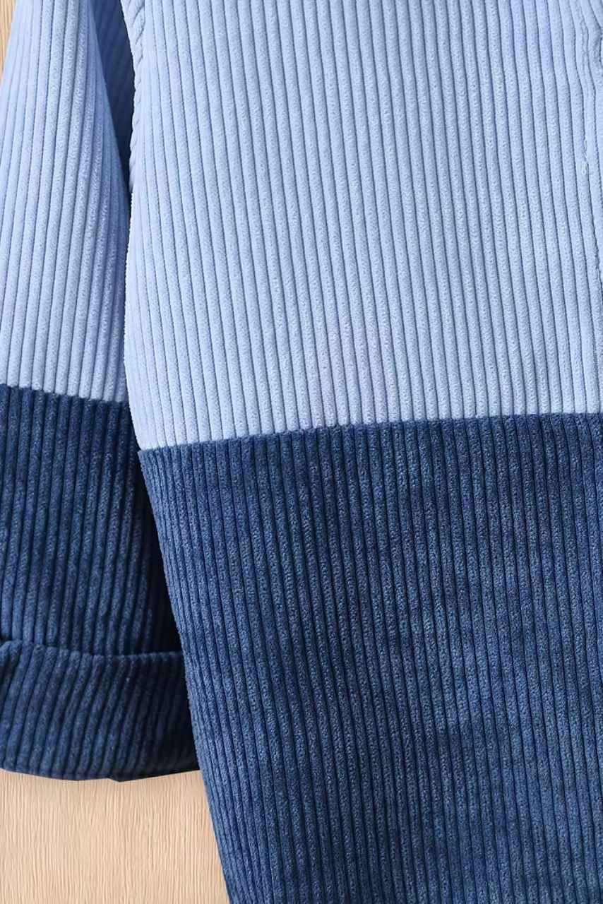  Kadife Kapüşonlu Ceket Mavi Gradyan