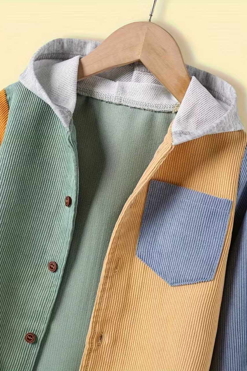  Kadife Kapüşonlu Ceket Renkli