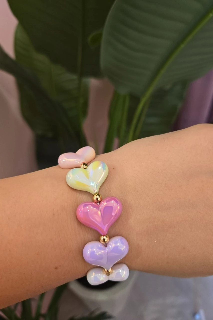 Parlak Kalp Taşlı Bileklik