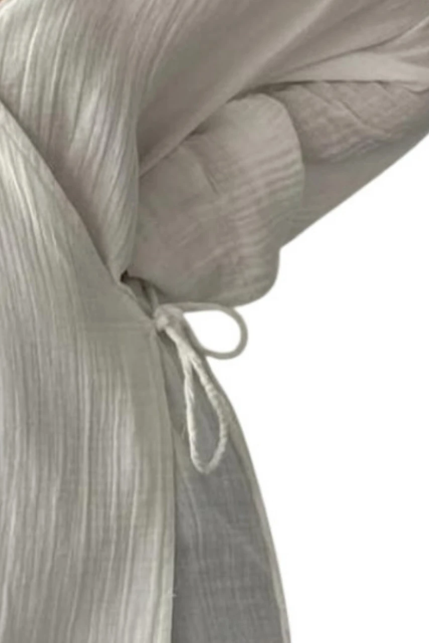 Yandan Bağlamalı İnce Hırka Beyaz