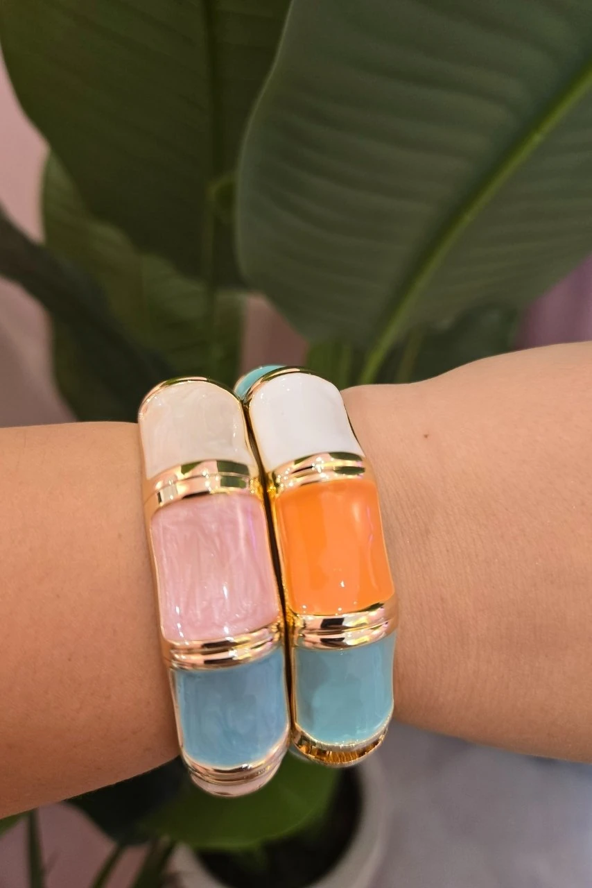 Oval Taşlı Metal Bileklik